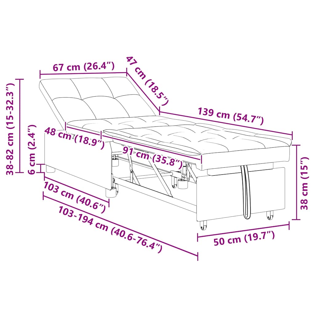 vidaXL Rozkładana sofa Ciemnoszary 194 x 50 x 82 cm tkanina