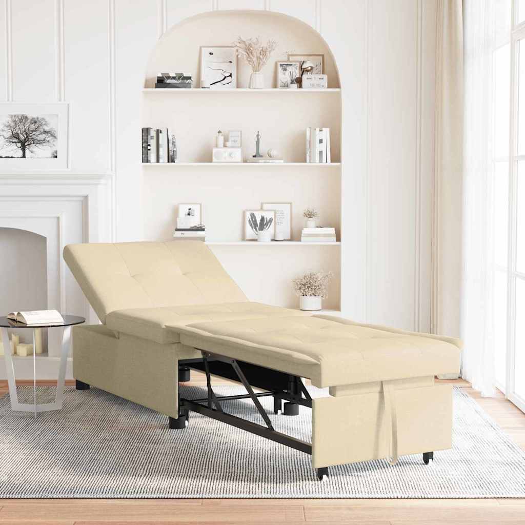 vidaXL Rozkładana sofa Kremowy 194 x 50 x 82 cm tkanina