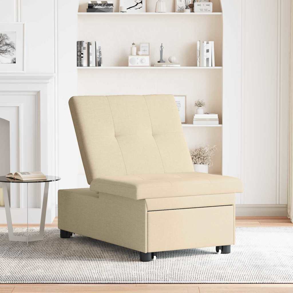 vidaXL Rozkładana sofa Kremowy 194 x 50 x 82 cm tkanina