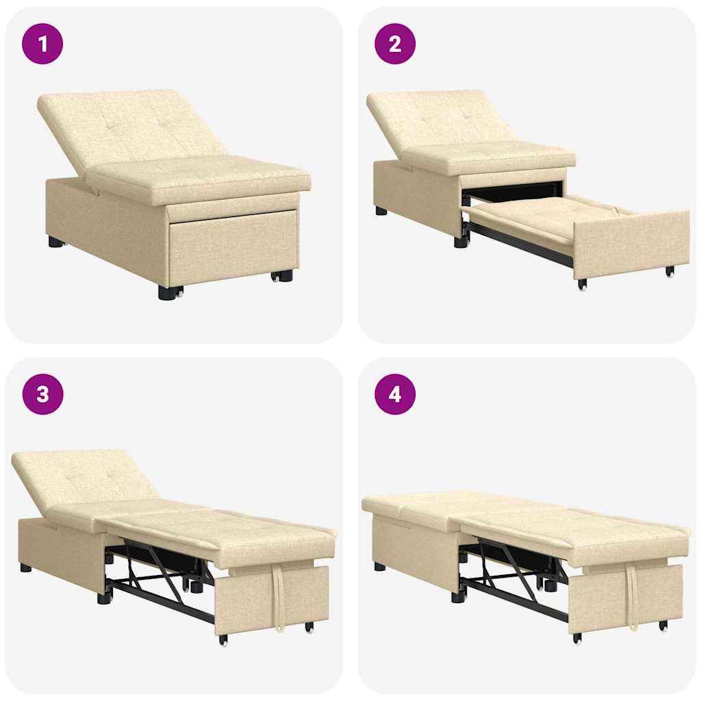 vidaXL Rozkładana sofa Kremowy 194 x 50 x 82 cm tkanina