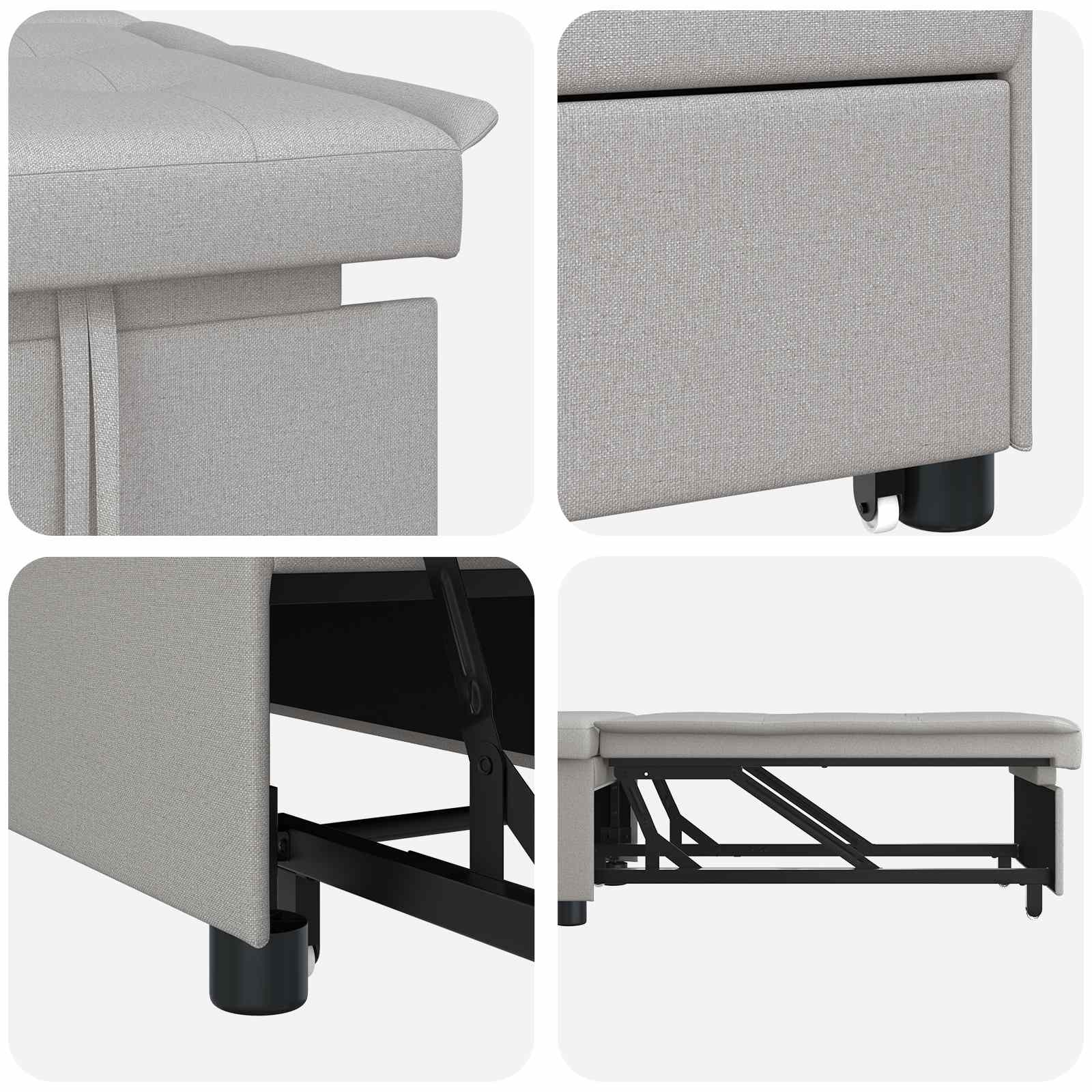 vidaXL Rozkładana sofa Szary 194 x 50 x 82 cm tkanina