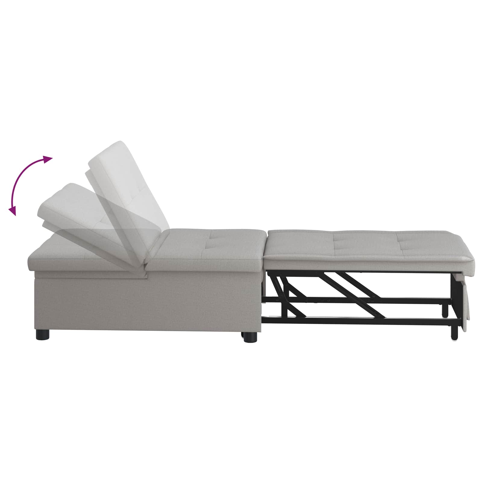 vidaXL Rozkładana sofa Szary 194 x 50 x 82 cm tkanina