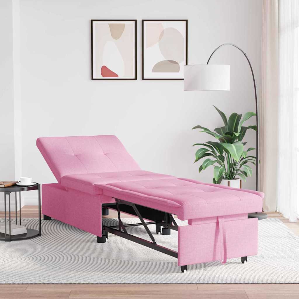vidaXL Rozkładana sofa Różowy 194 x 50 x 82 cm tkanina