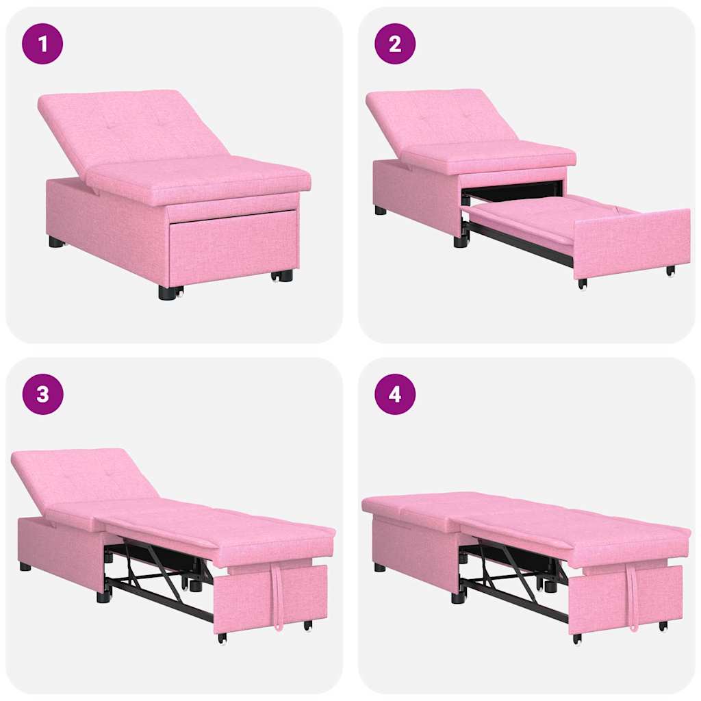 vidaXL Rozkładana sofa Różowy 194 x 50 x 82 cm tkanina