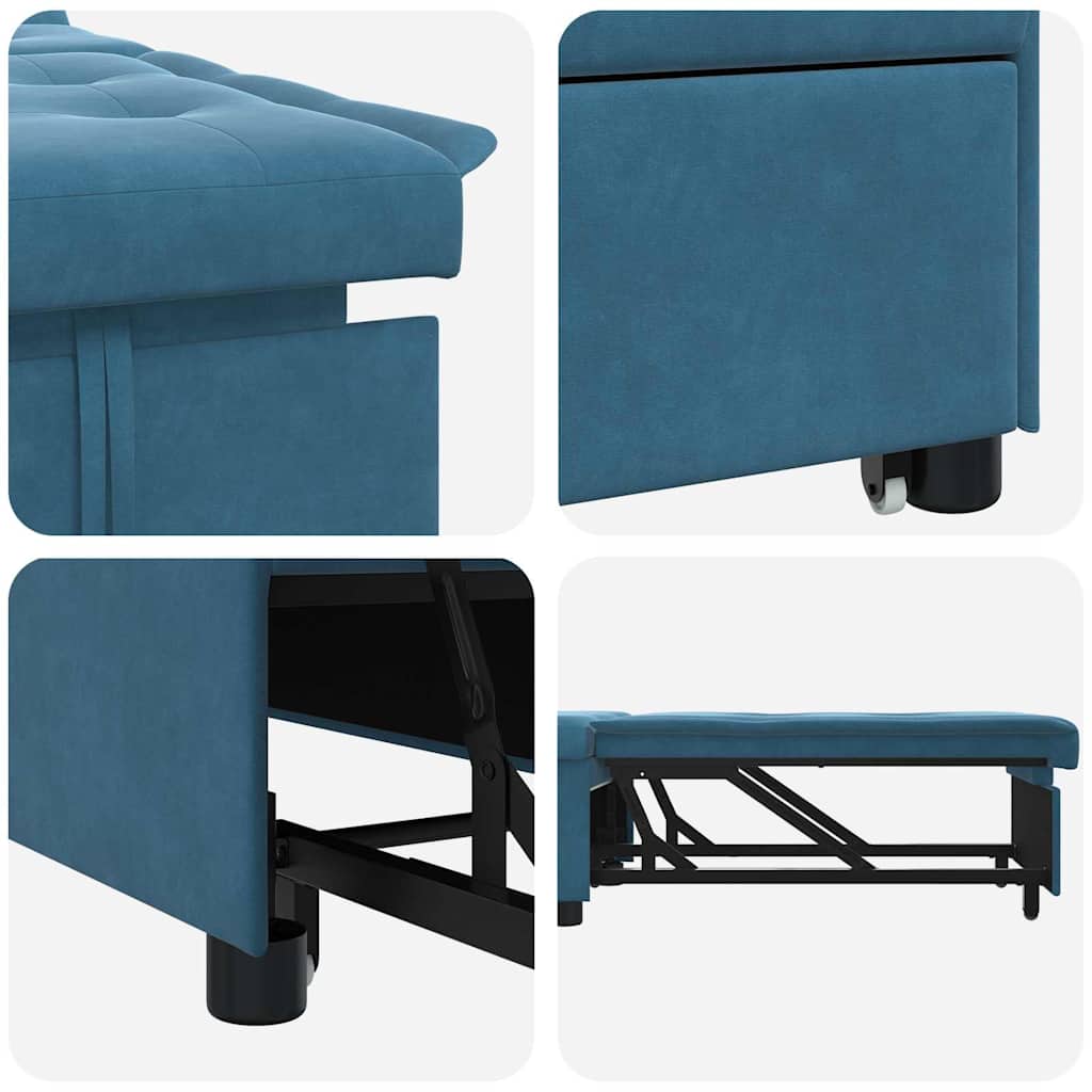 vidaXL Sofa Bed Niebieski 194 x 67 x 82 cm Aksamit