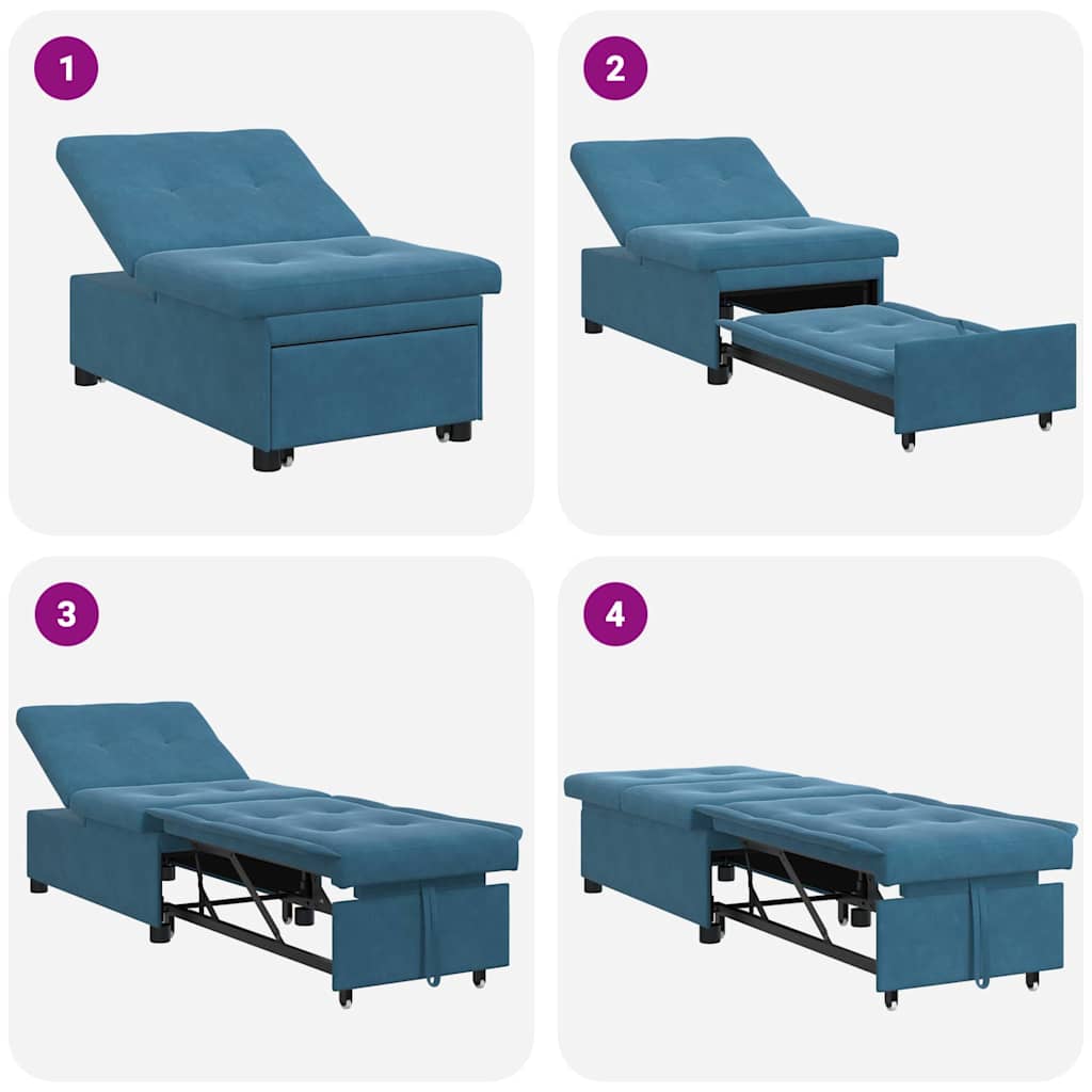 vidaXL Sofa Bed Niebieski 194 x 67 x 82 cm Aksamit