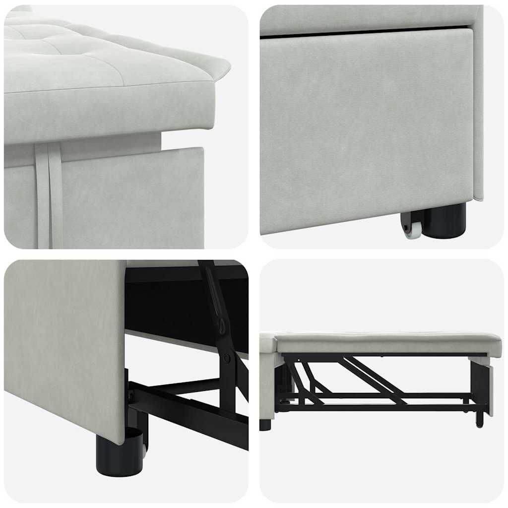 vidaXL Sofa Bed Jasnoszary 194 x 67 x 82 cm Aksamit