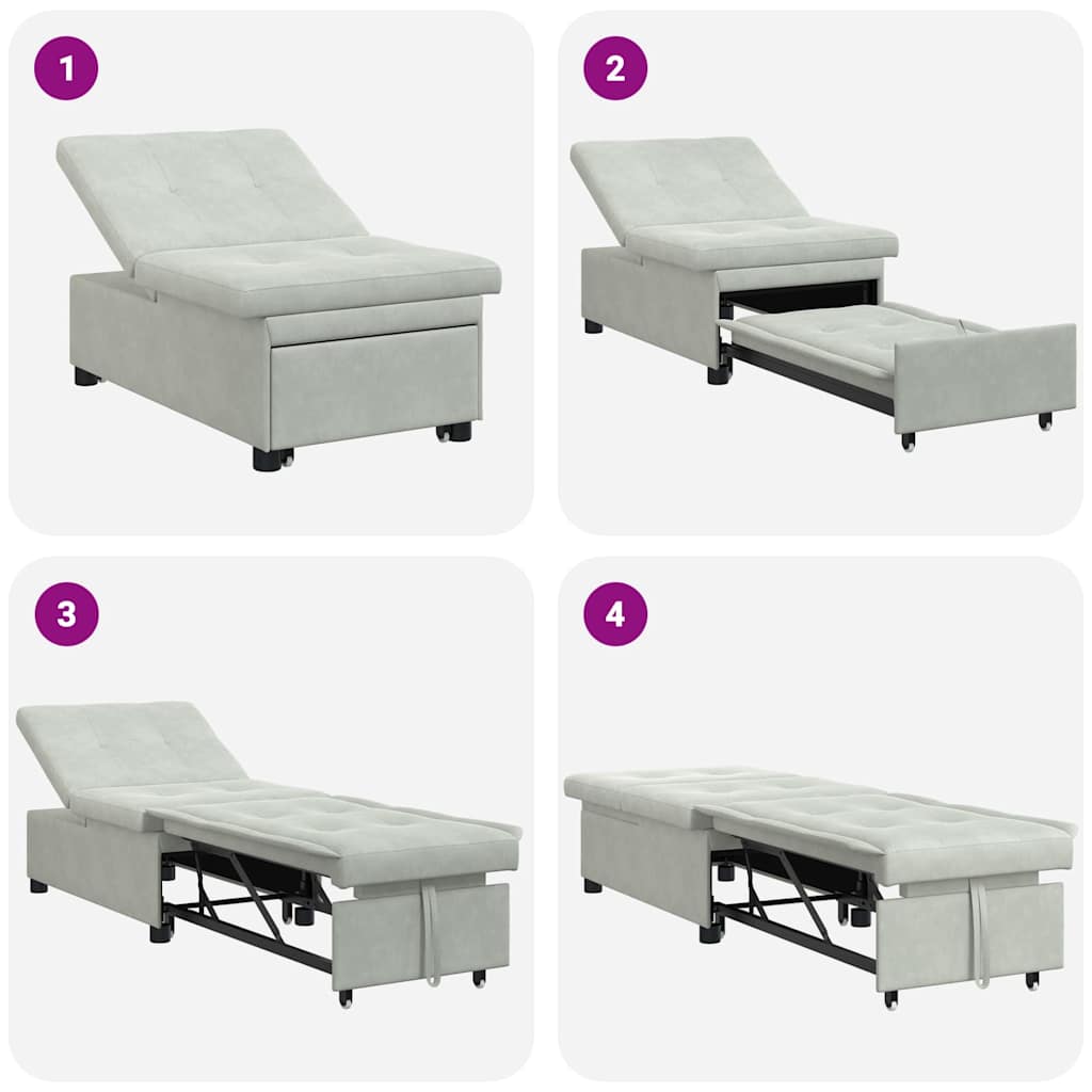 vidaXL Sofa Bed Jasnoszary 194 x 67 x 82 cm Aksamit