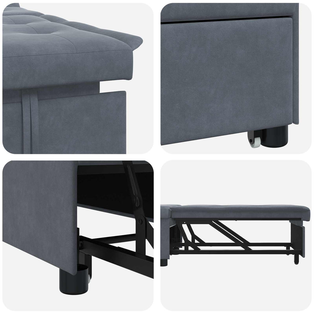 vidaXL Sofa Bed Ciemnoszary 194 x 67 x 82 cm Aksamit