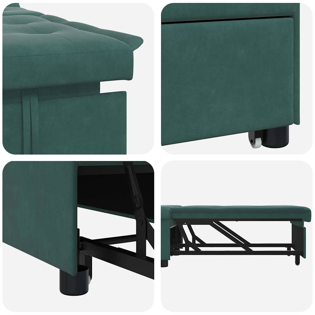 vidaXL Sofa Bed Ciemna zieleń 194 x 67 x 82 cm Aksamit