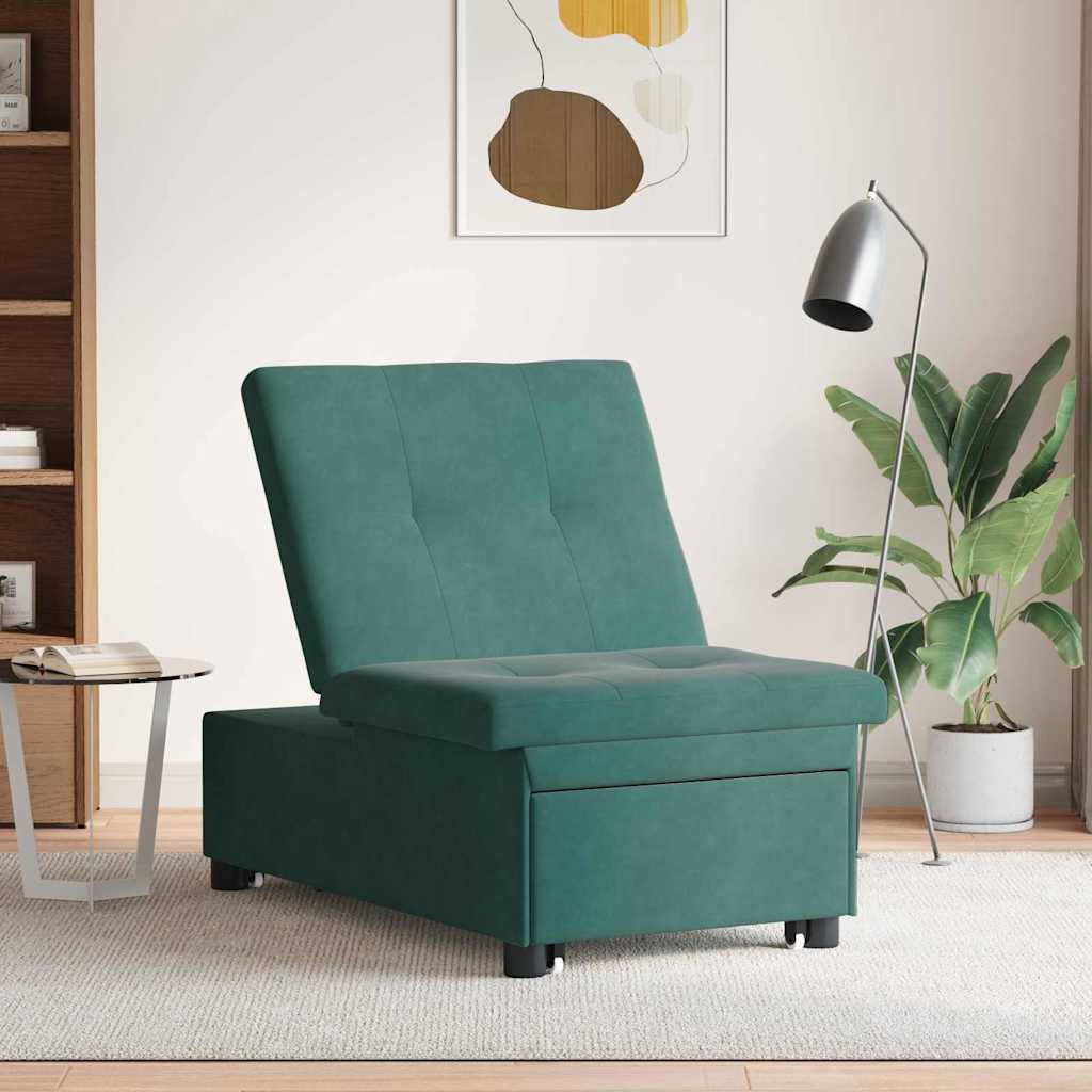 vidaXL Sofa Bed Ciemna zieleń 194 x 67 x 82 cm Aksamit