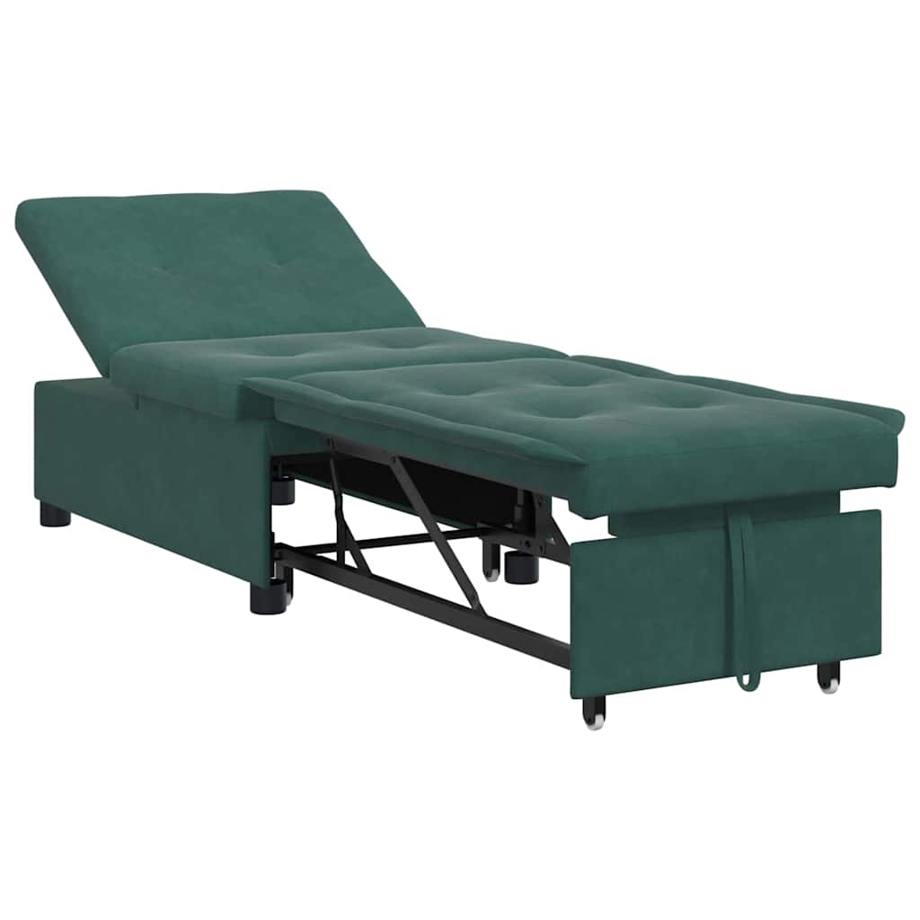 vidaXL Sofa Bed Ciemna zieleń 194 x 67 x 82 cm Aksamit