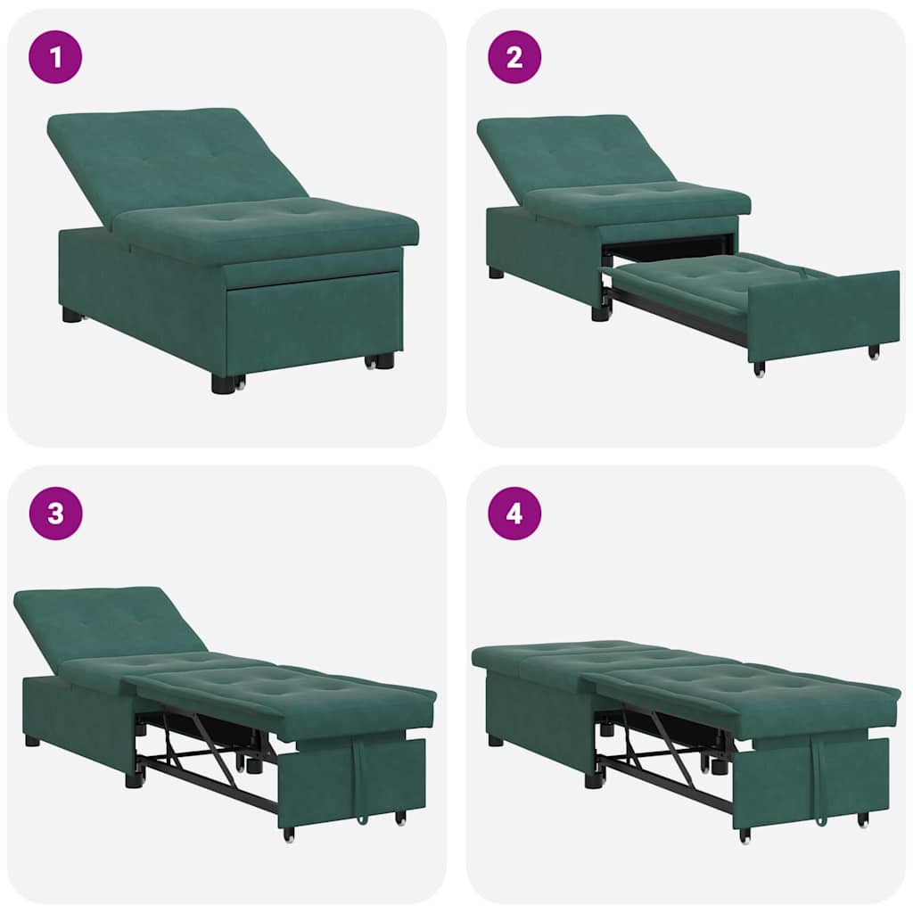 vidaXL Sofa Bed Ciemna zieleń 194 x 67 x 82 cm Aksamit