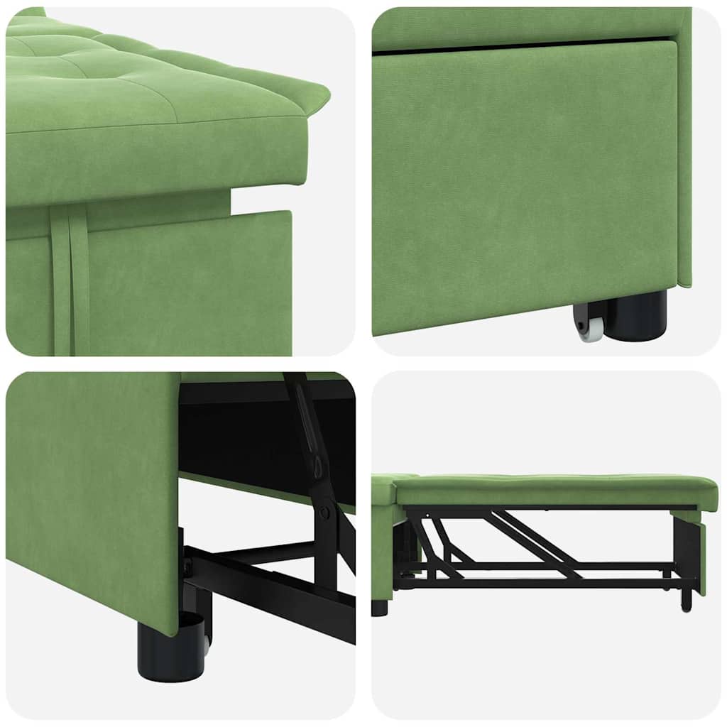 vidaXL Sofa Bed Jasnozielony 194 x 67 x 82 cm Aksamit