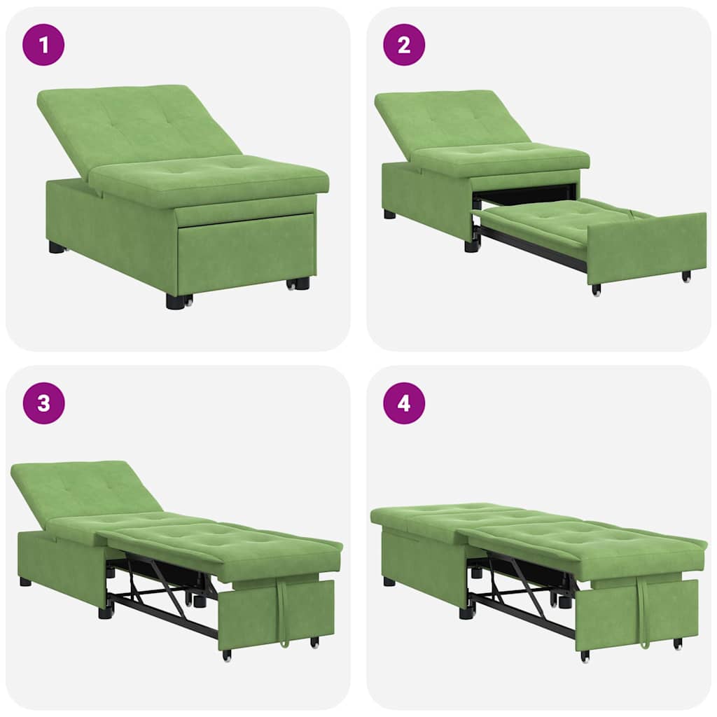 vidaXL Sofa Bed Jasnozielony 194 x 67 x 82 cm Aksamit