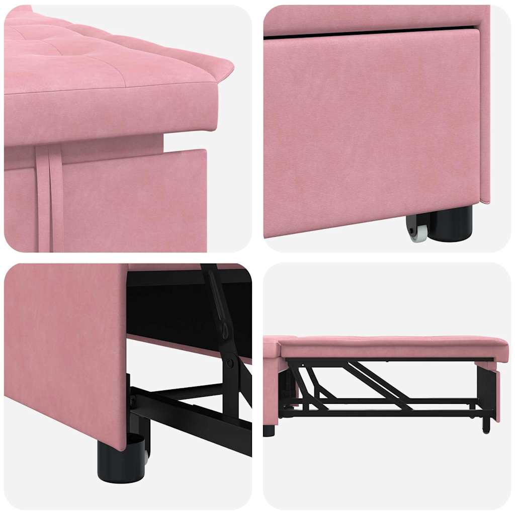 vidaXL Sofa Bed Różowy 194 x 67 x 82 cm Aksamit