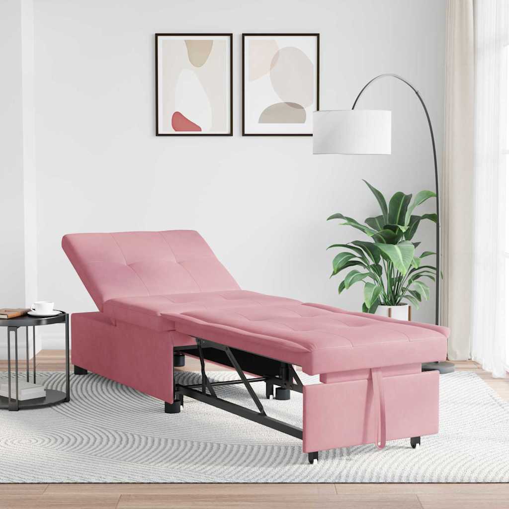 vidaXL Sofa Bed Różowy 194 x 67 x 82 cm Aksamit