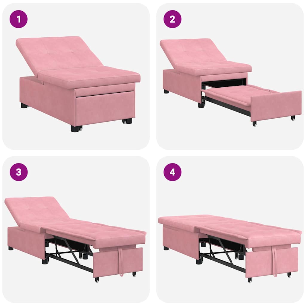 vidaXL Sofa Bed Różowy 194 x 67 x 82 cm Aksamit