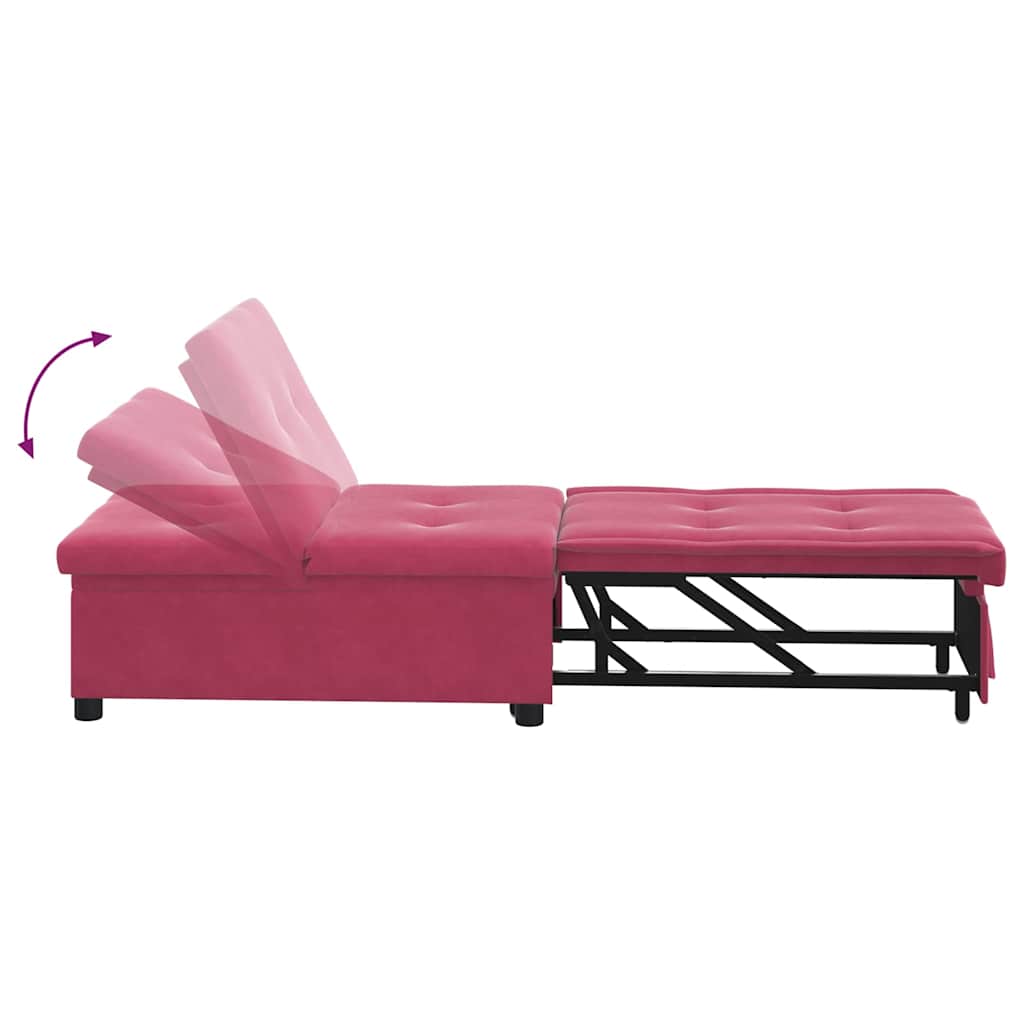 vidaXL Sofa Bed Czerwone wino 194 x 67 x 82 cm Aksamit