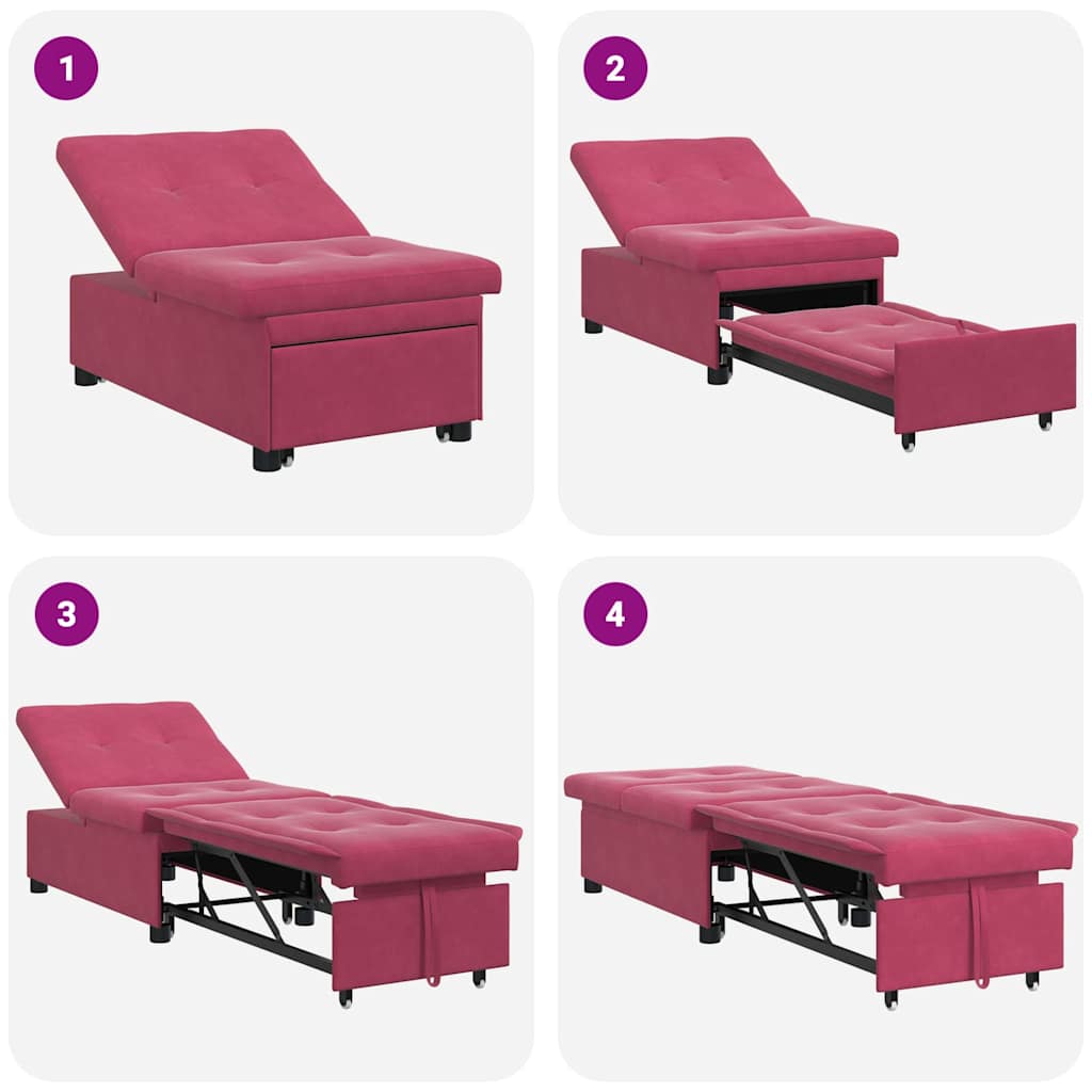vidaXL Sofa Bed Czerwone wino 194 x 67 x 82 cm Aksamit