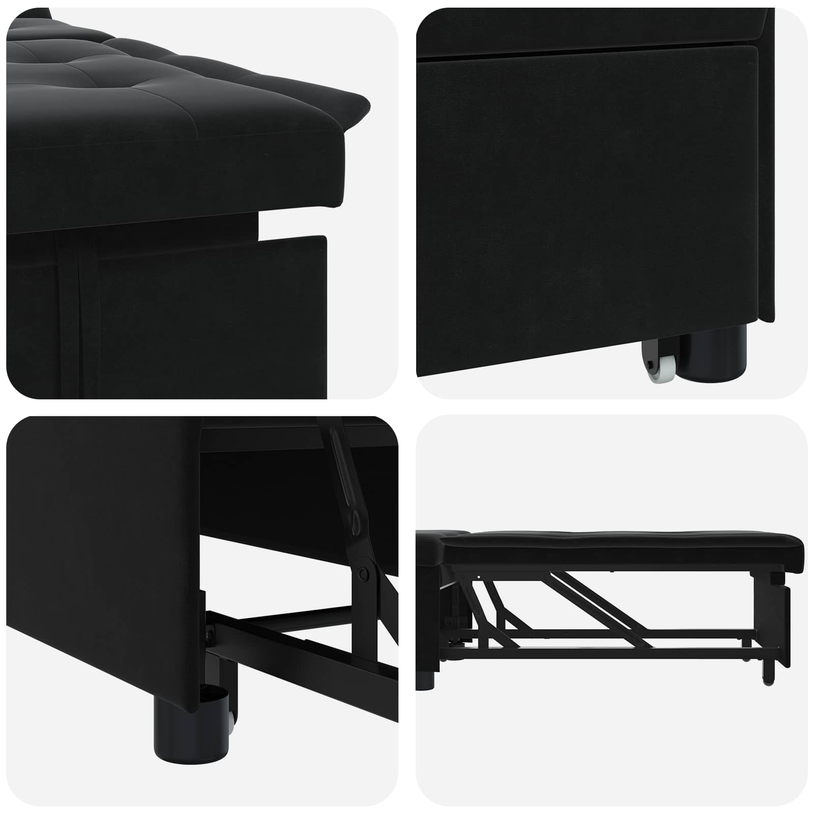 vidaXL Sofa Bed Czarny 194 x 67 x 82 cm Aksamit
