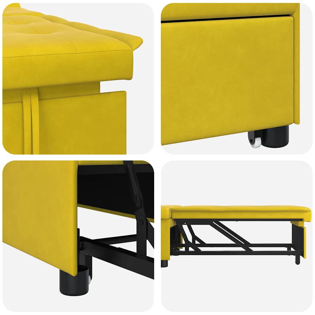 vidaXL Sofa Bed Żółty 194 x 67 x 82 cm Aksamit