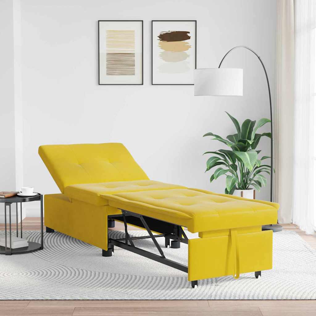 vidaXL Sofa Bed Żółty 194 x 67 x 82 cm Aksamit