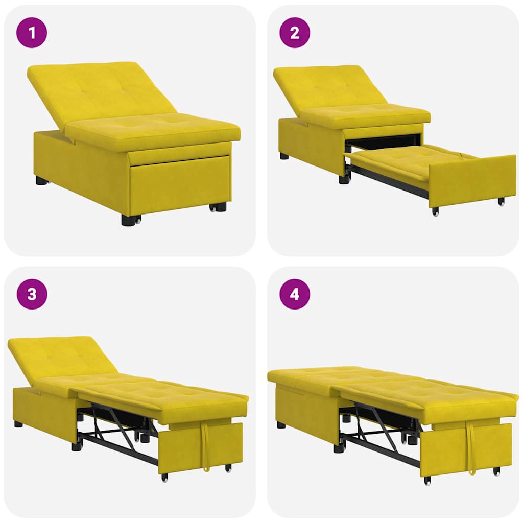 vidaXL Sofa Bed Żółty 194 x 67 x 82 cm Aksamit