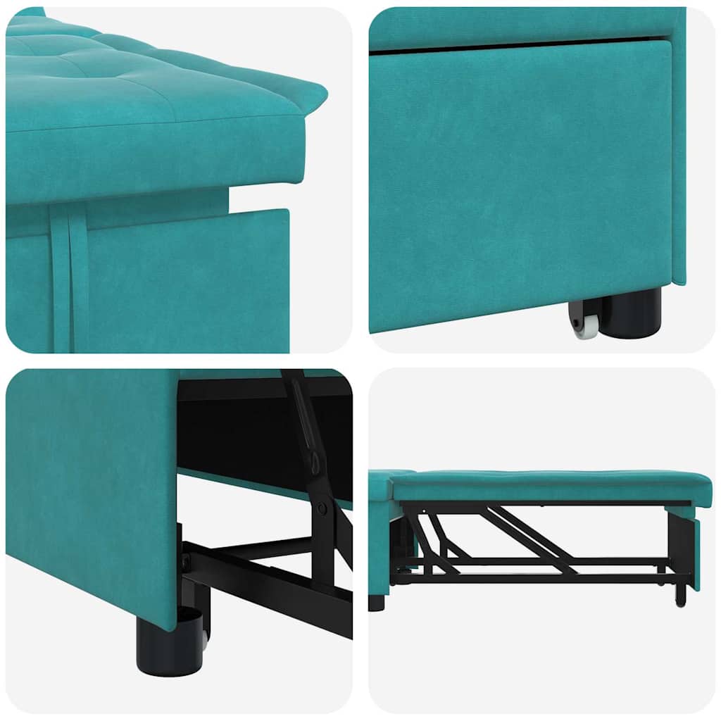 vidaXL Sofa Bed Turkusowy 194 x 67 x 82 cm Aksamit