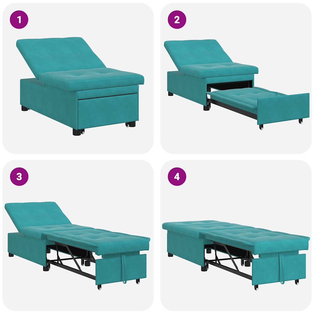 vidaXL Sofa Bed Turkusowy 194 x 67 x 82 cm Aksamit