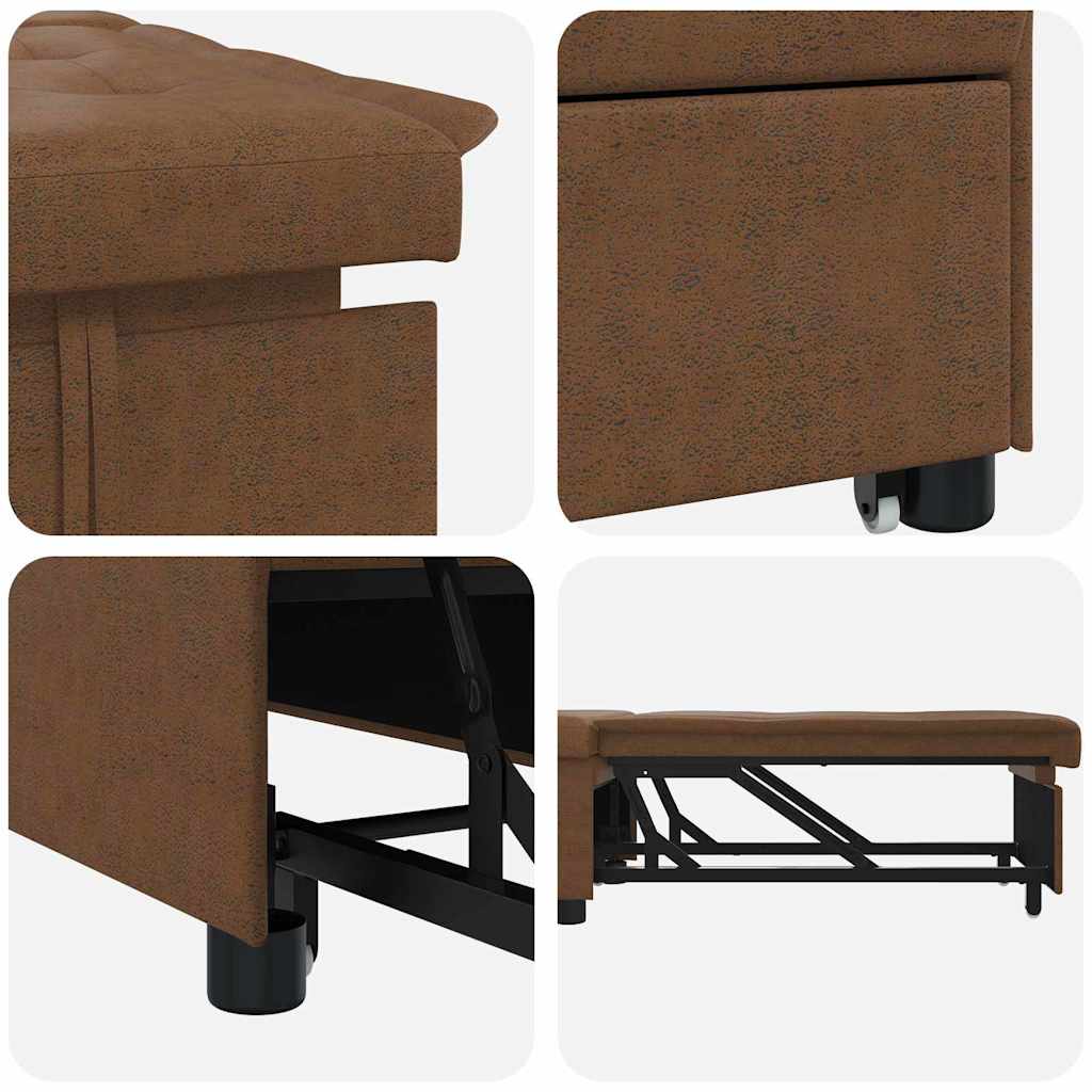 vidaXL Sofa Bed Brązowy 194 x 67 x 82 cm Tkanina Huahua