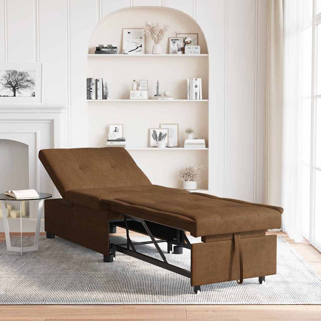 vidaXL Sofa Bed Brązowy 194 x 67 x 82 cm Tkanina Huahua
