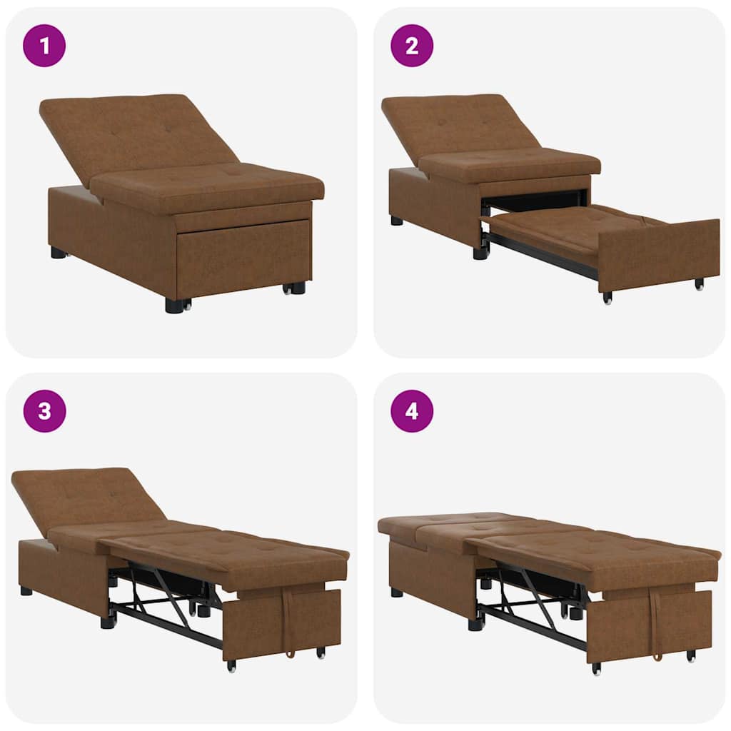 vidaXL Sofa Bed Brązowy 194 x 67 x 82 cm Tkanina Huahua