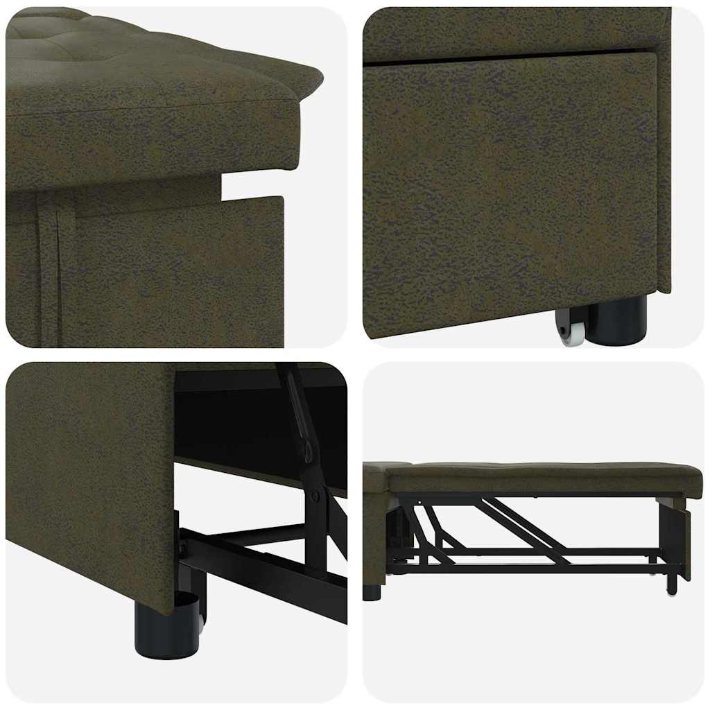 vidaXL Sofa Bed Zielony wojskowy 194 x 67 x 82 cm Tkanina Huahua