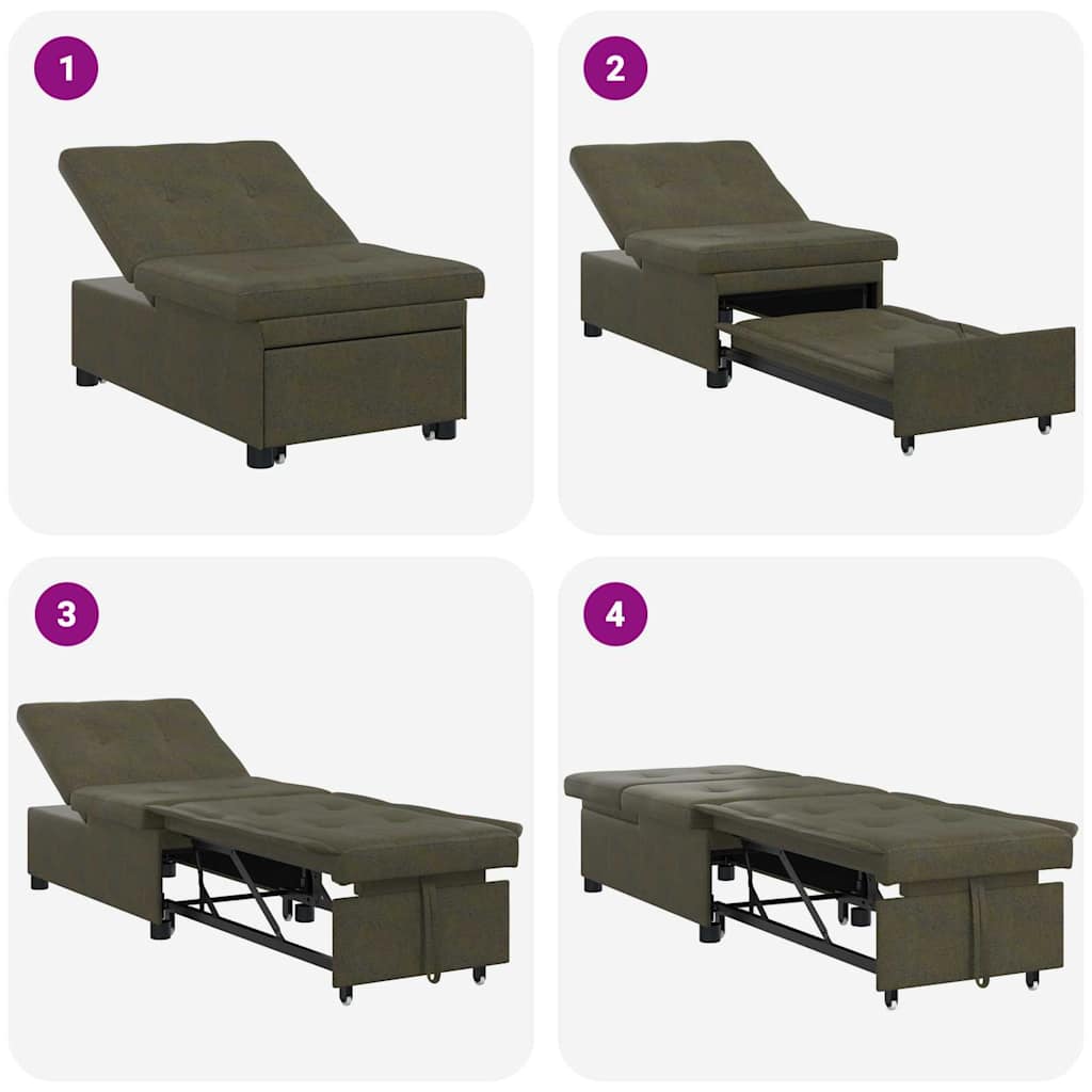 vidaXL Sofa Bed Zielony wojskowy 194 x 67 x 82 cm Tkanina Huahua
