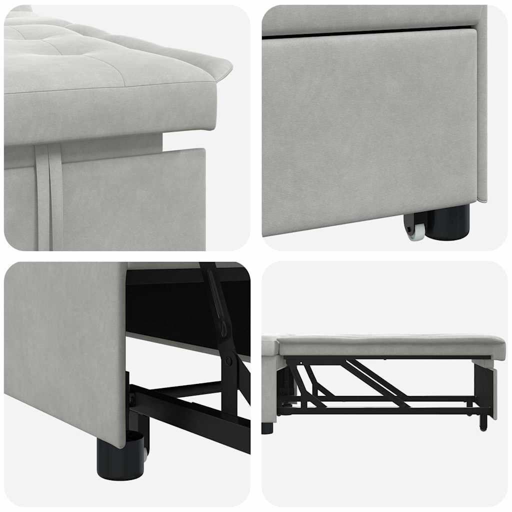 vidaXL Rozkładana sofa Jasnoszary 194 x 67 x 82 cm Mikrofibra