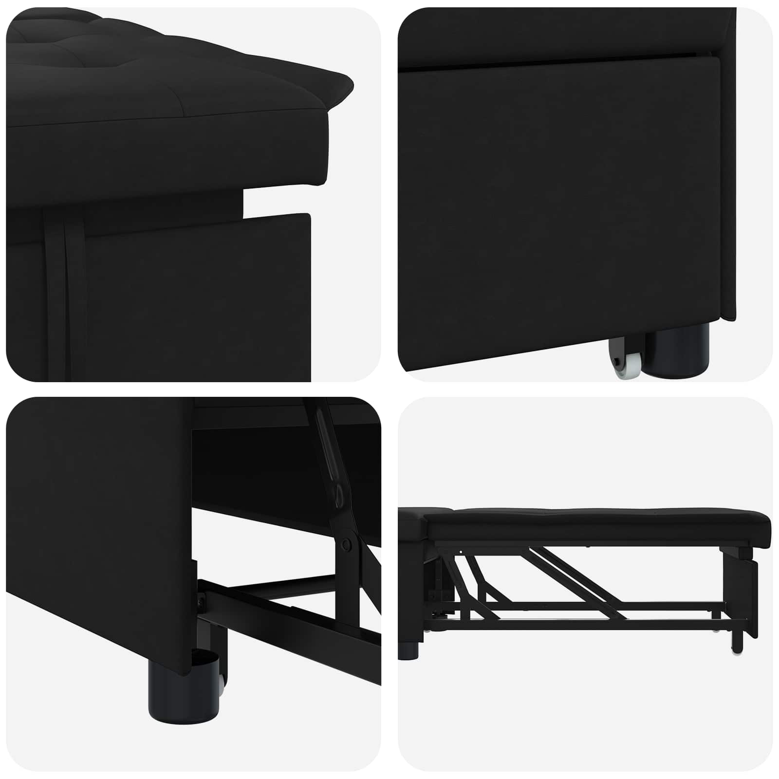 vidaXL Rozkładana sofa Czarny 194 x 67 x 82 cm Mikrofibra