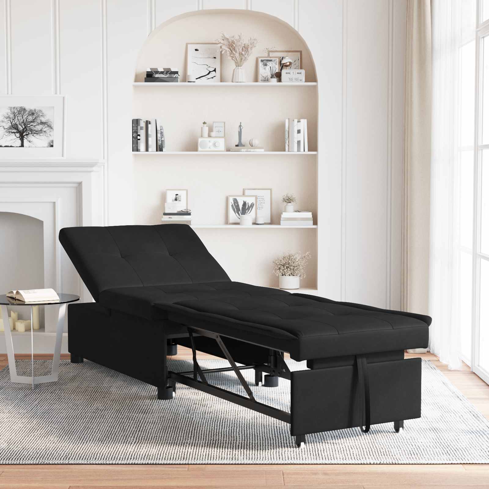vidaXL Rozkładana sofa Czarny 194 x 67 x 82 cm Mikrofibra