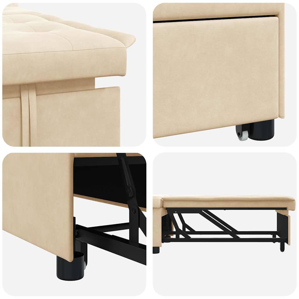 vidaXL Rozkładana sofa Kremowy 194 x 67 x 82 cm Mikrofibra