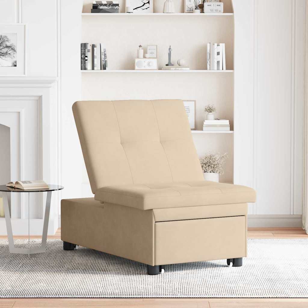 vidaXL Rozkładana sofa Kremowy 194 x 67 x 82 cm Mikrofibra