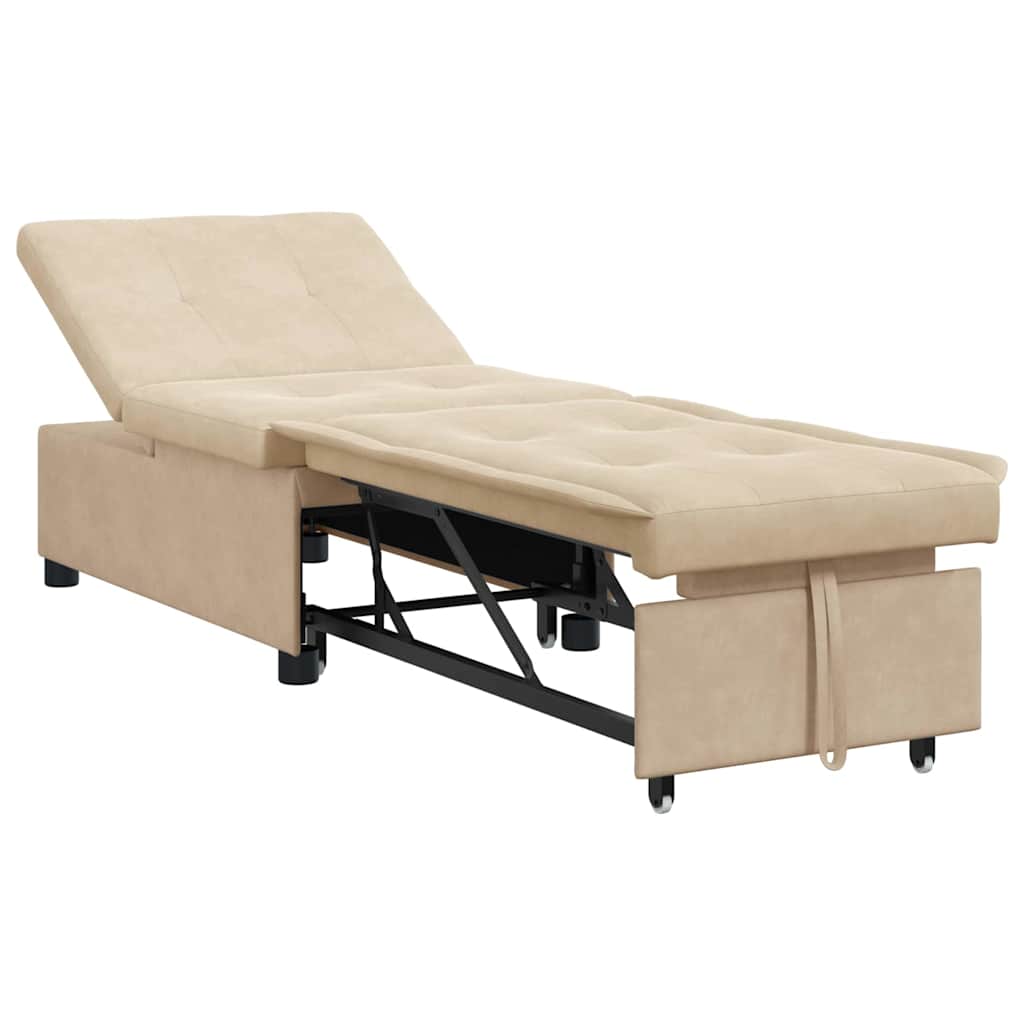 vidaXL Rozkładana sofa Kremowy 194 x 67 x 82 cm Mikrofibra