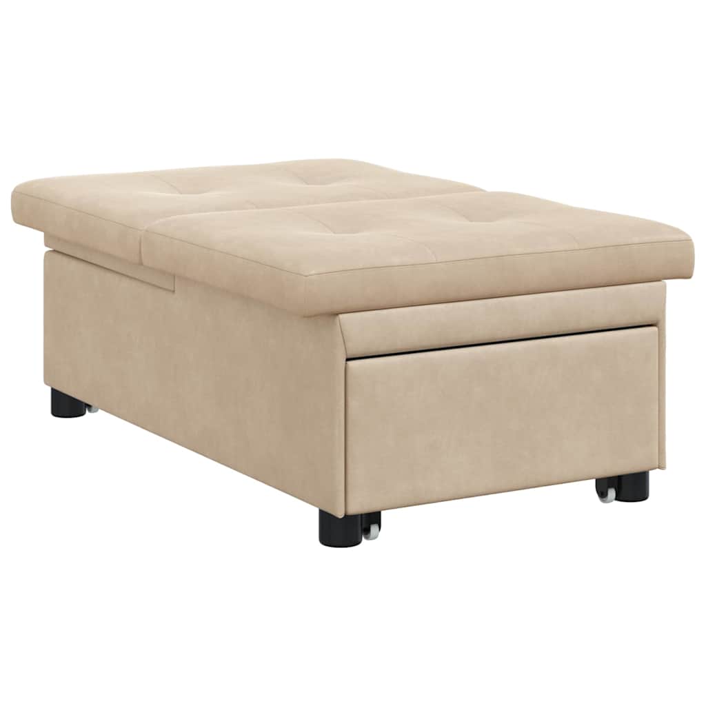 vidaXL Rozkładana sofa Kremowy 194 x 67 x 82 cm Mikrofibra