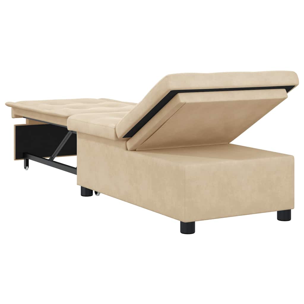 vidaXL Rozkładana sofa Kremowy 194 x 67 x 82 cm Mikrofibra