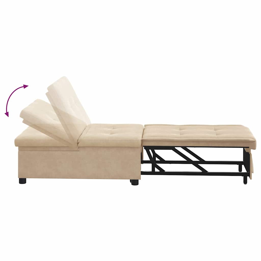 vidaXL Rozkładana sofa Kremowy 194 x 67 x 82 cm Mikrofibra