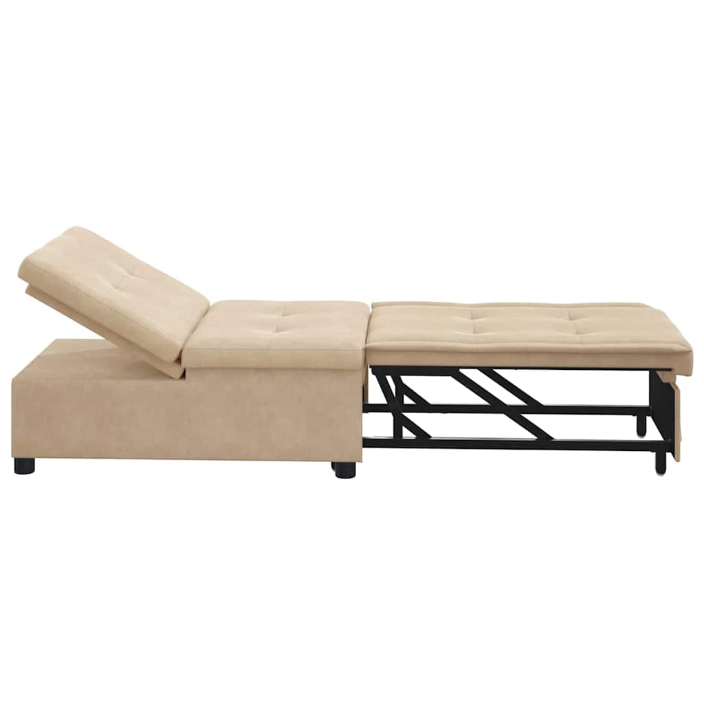 vidaXL Rozkładana sofa Kremowy 194 x 67 x 82 cm Mikrofibra