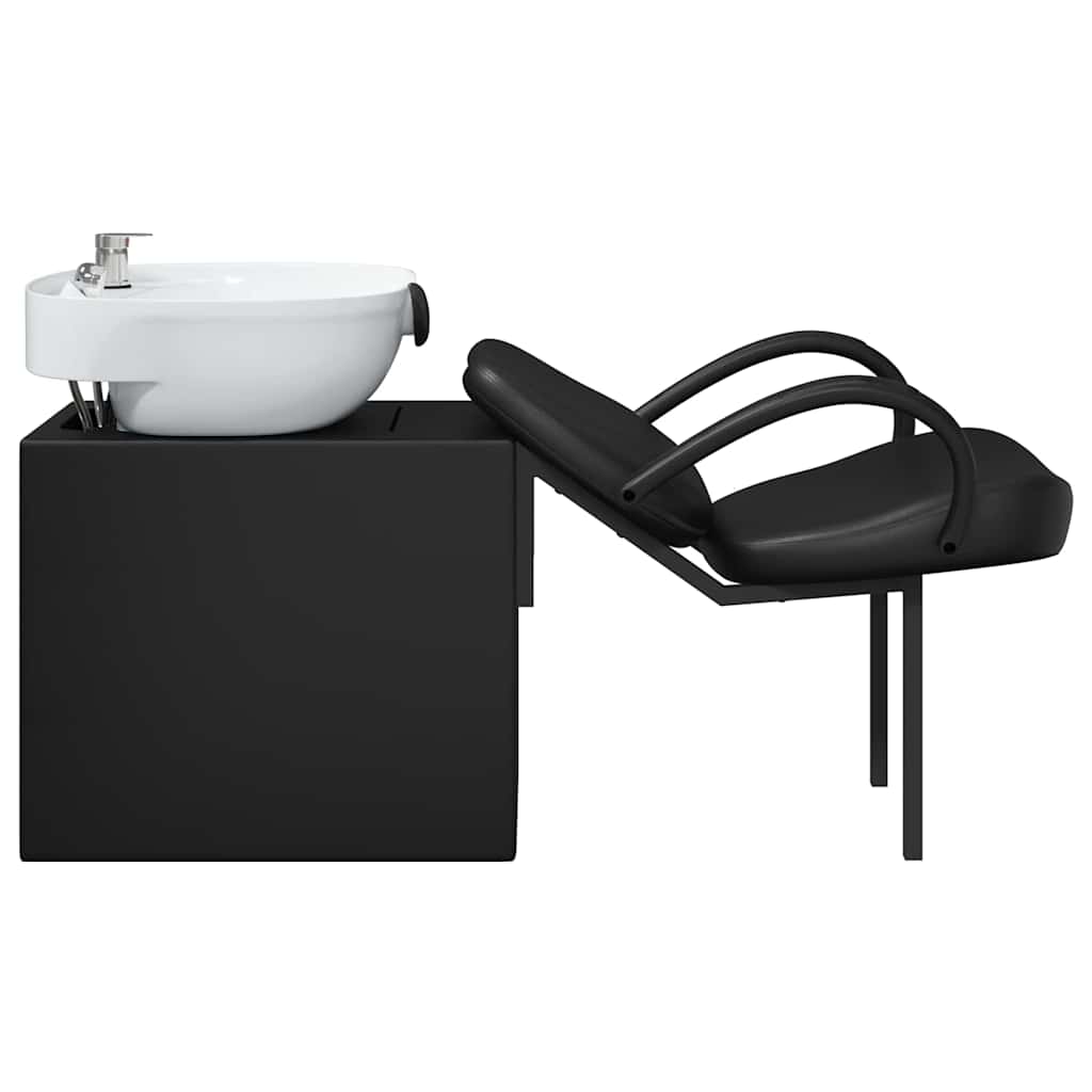 vidaXL Fotel do szamponu Czarny i Biały 136 x 60 x 92 cm PVC