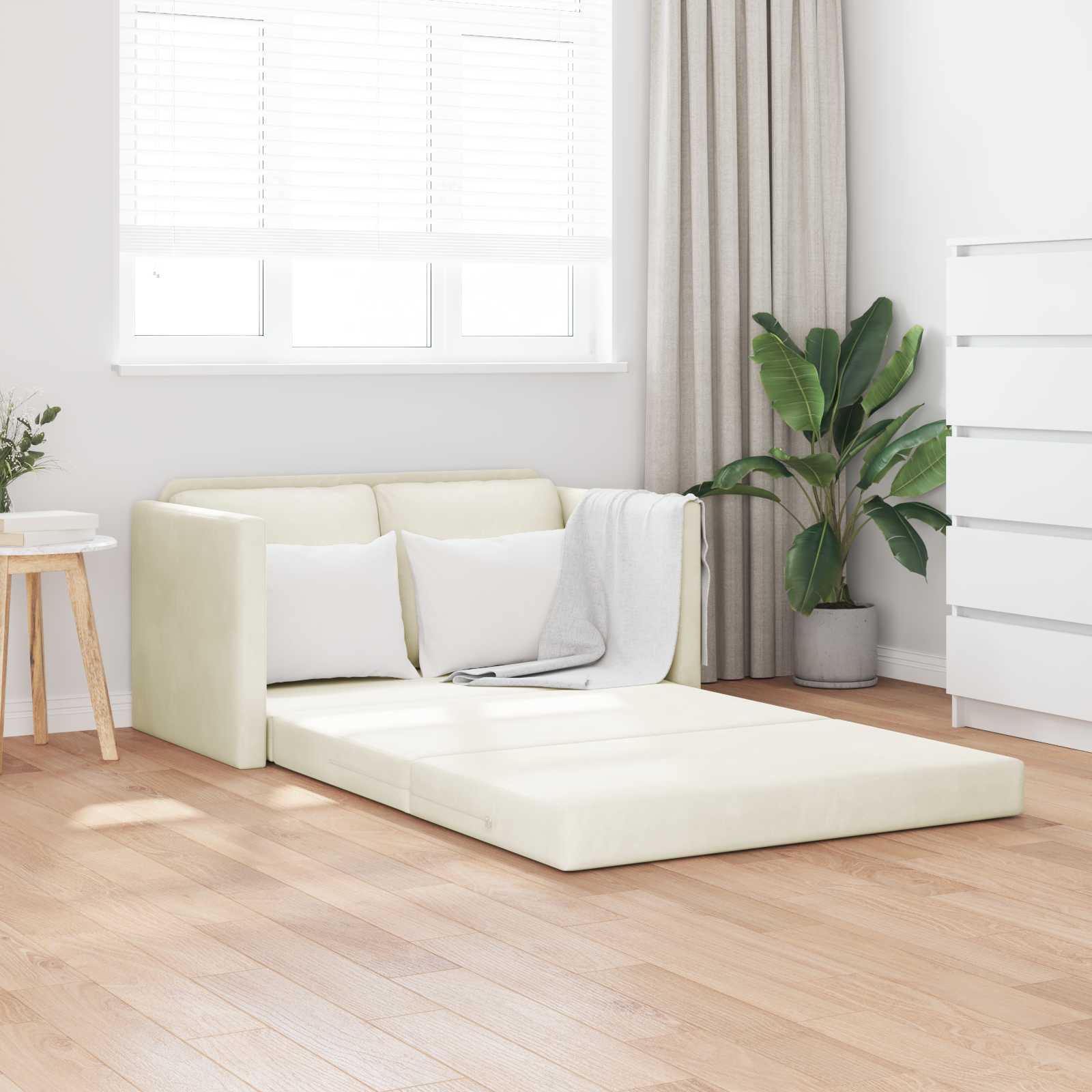 vidaXL Sofa Bed Kremowy 204 x 122 x 60 cm Aksamit