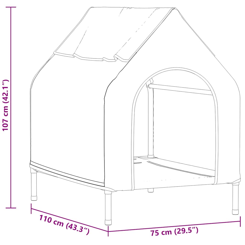vidaXL Dom dla Zwierząt Czarny 110 x 75 x 90 cm Stal