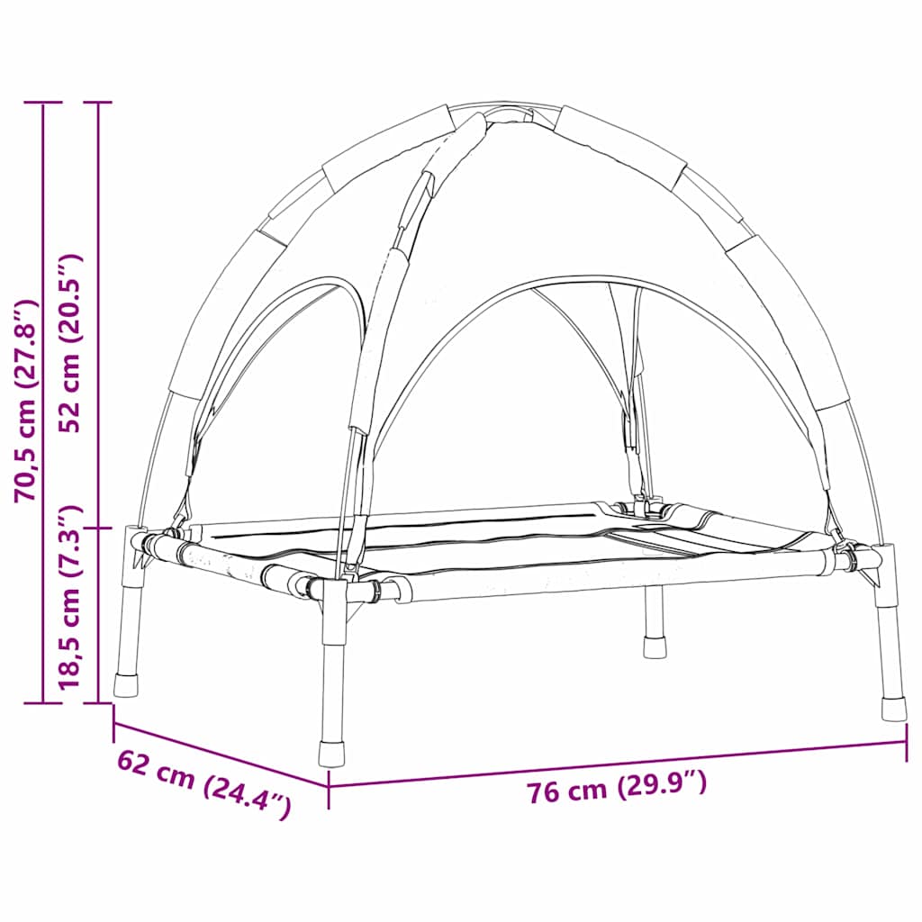 vidaXL Legowisko dla psa Czarny 76 x 62 x 70,5 cm Stal