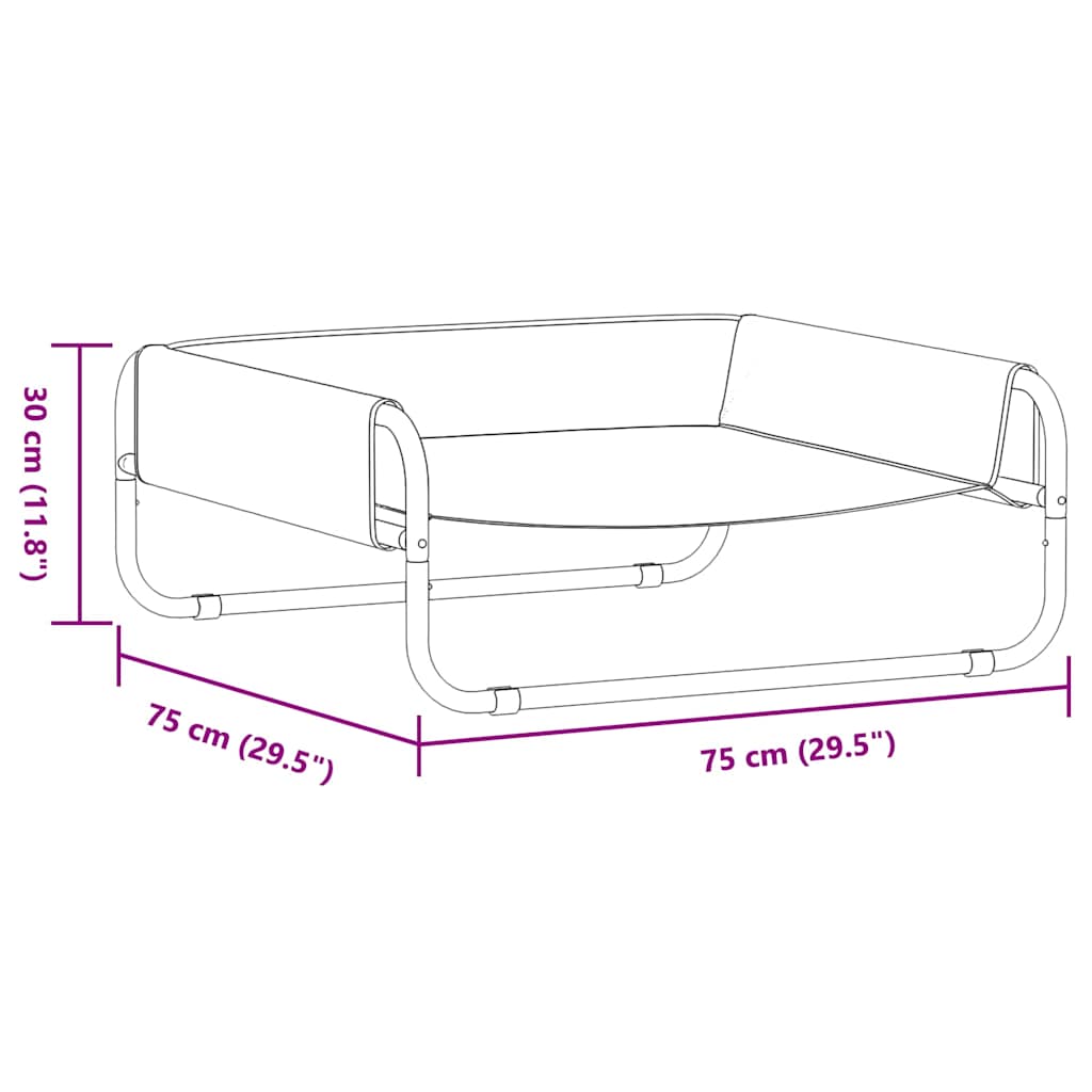 vidaXL Legowisko dla psa Jasnoszary 75 x 75 x 30 cm Stal